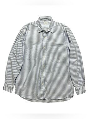 ASPESI Shirts Mens L Light Blue White Striped Cotton Oxford Button Down Pockets